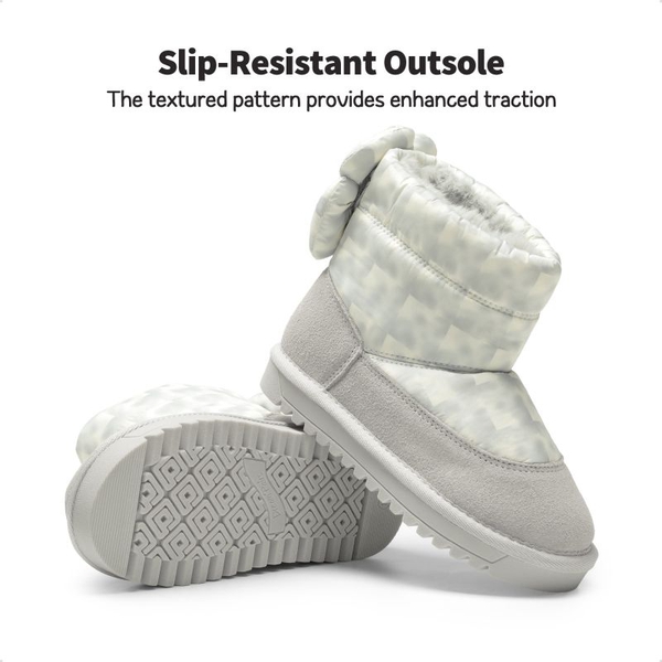Girls Non-Slip Faux Fur Snow Boots - GREY-BEIGE - 4